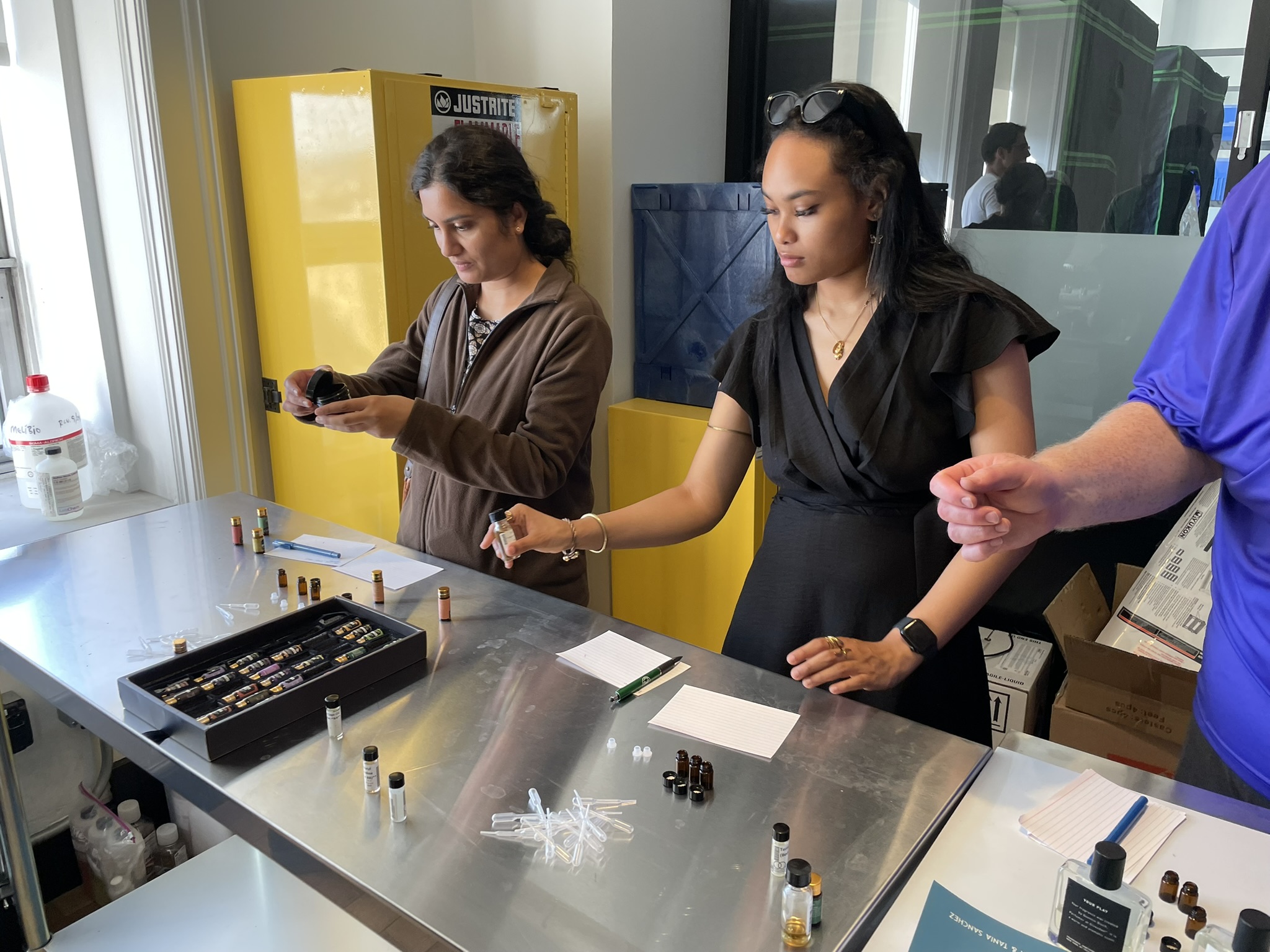 Workshop participants in the lab